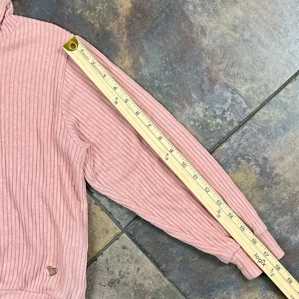 H&M Girls Pink Waffle Hoodie 7
